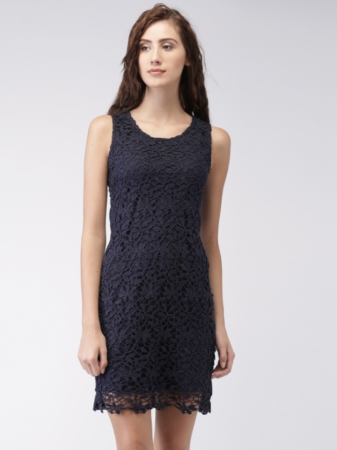 

Ms.Taken by Kirti Sanon Women Navy Lace Sheath Dress, Navy blue