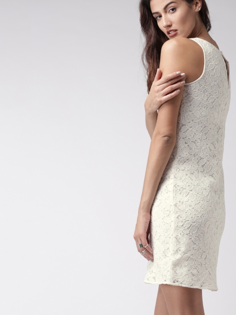 

Ms.Taken Women White Lace A-line Dress