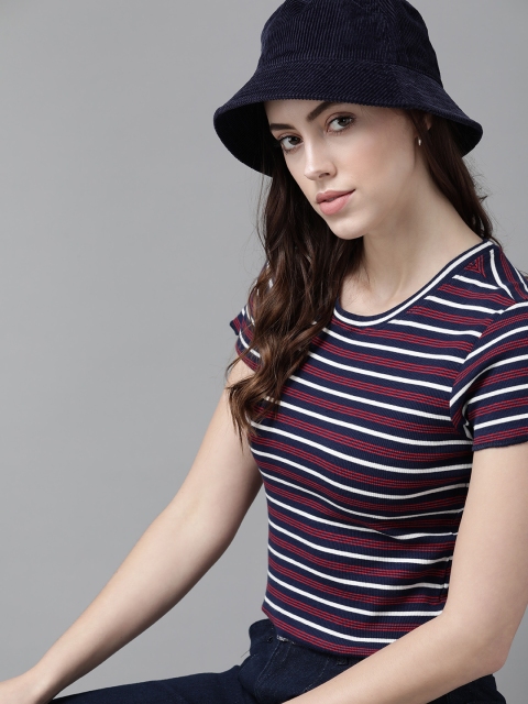 

Roadster Navy Blue & Red Striped Top