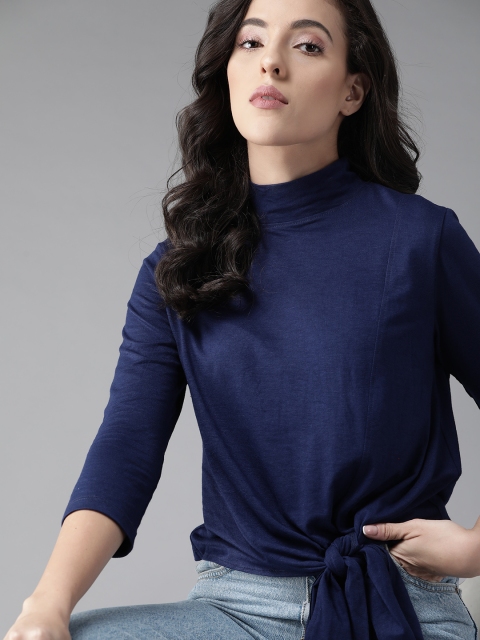 

Roadster Women Navy Blue Solid Top