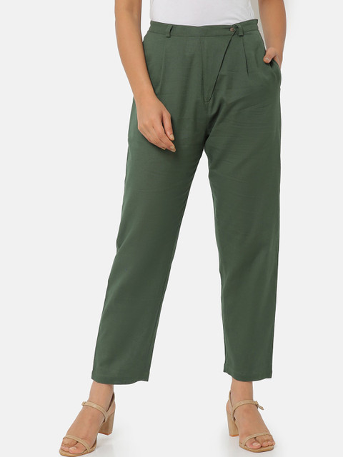 

Saaki Women Green Pleated Trousers