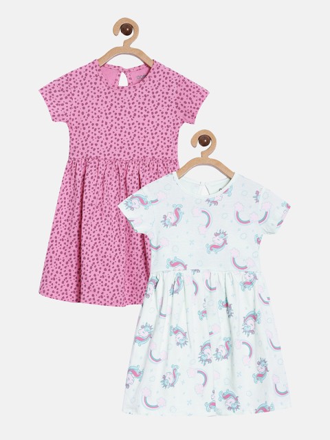 

Aomi Girls Pink & Blue Pack Of 2 Printed Fit & Flare Dress