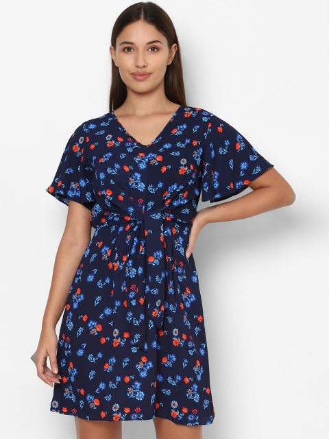 

Allen Solly Woman Navy Blue Floral Printed Dress