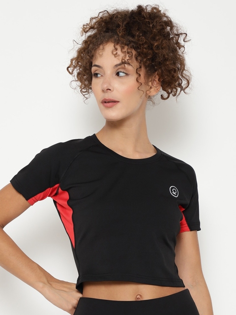 

Chkokko Women Black & Red Regular Crop Top