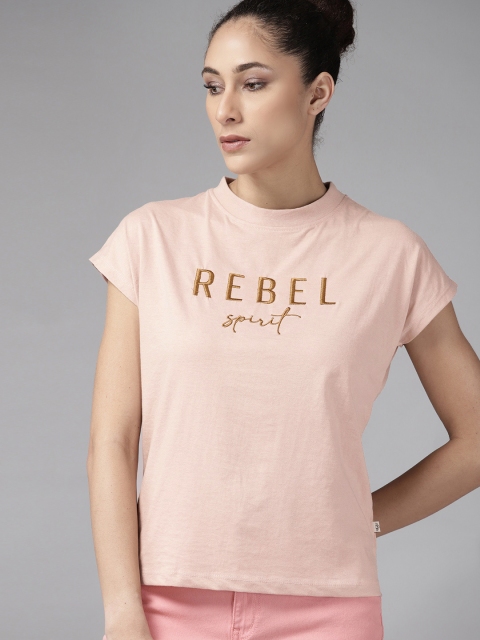 

Roadster Women Pink Typography T-shirt