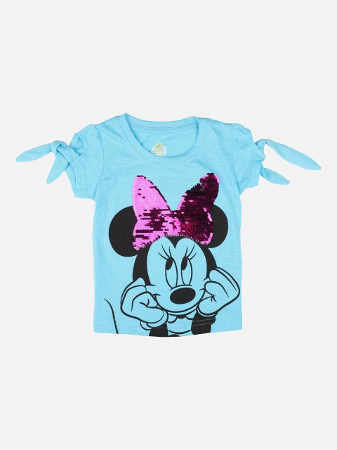 

Bodycare Kids Girls Blue & Black Minnie Mouse Printed Embellished Slim Fit T-shirt