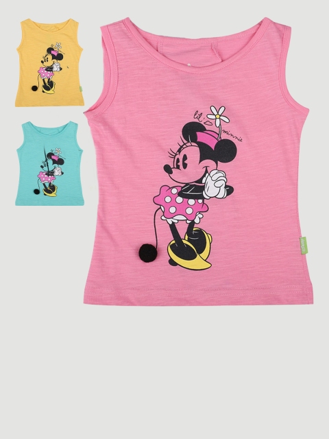 

Bodycare Kids Girls Pack of 3 Minnie Mouse Printed Slim Fit T-shirt, Pink