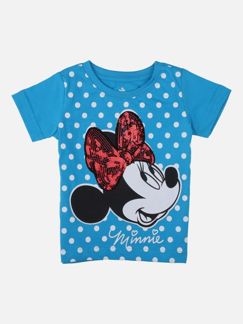 

Bodycare Kids Girls Blue Minnie Mouse Printed & Embellished Slim Fit T-shirt