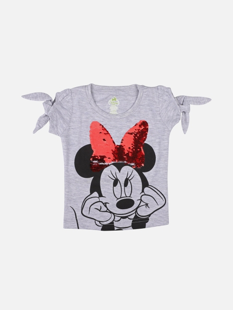 

Bodycare Kids Girls Grey & Black Minnie Mouse Printed Slim Fit T-shirt