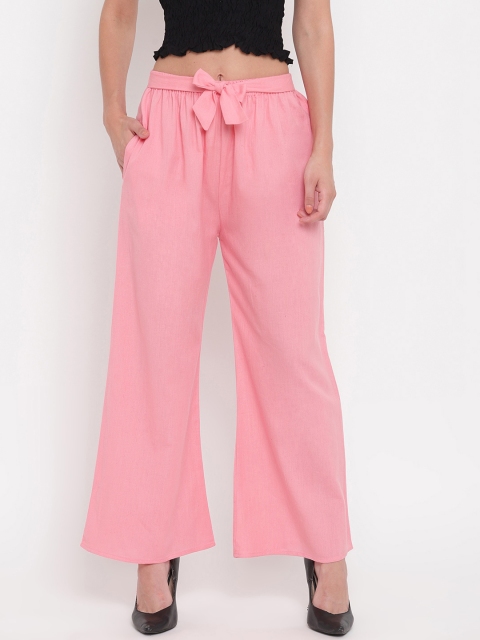 

Aawari Women Pink High-Rise Parallel Trousers