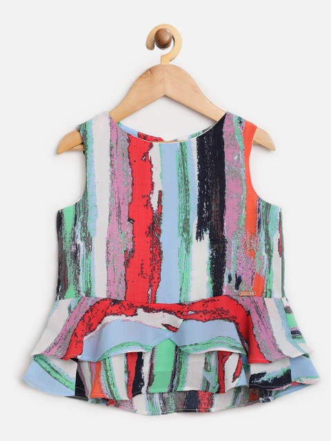 

One Friday Blue & Red Peplum Top