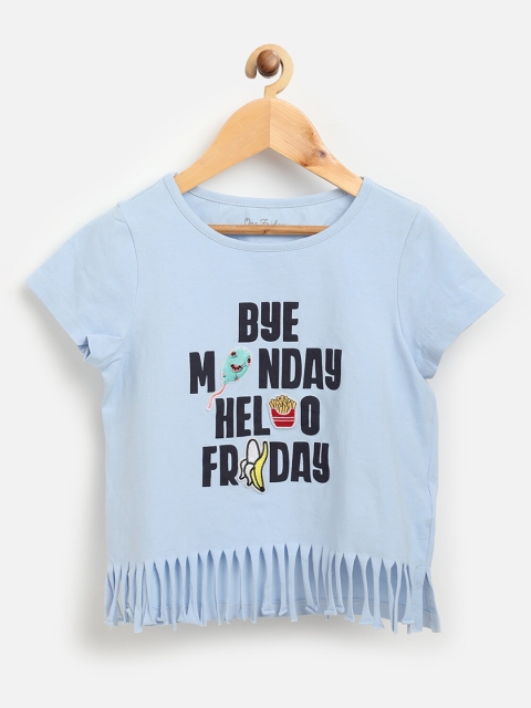

One Friday Blue Fringed Regular Top