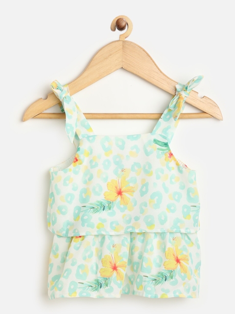 

One Friday Green & Yellow Floral Regular Top