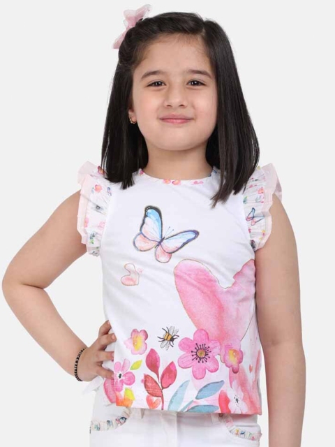 

One Friday White Flutter Sleeve Regular Top