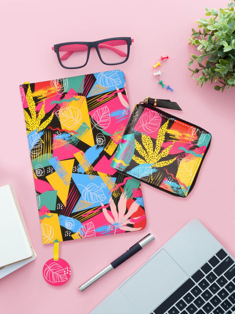 

Doodle Multicoloured Printed Bright Petals Notebook with Wallet Gift Set, Multi