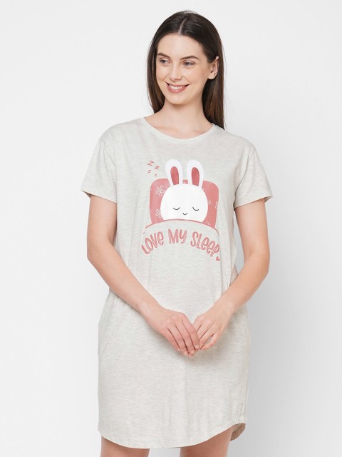

Sweet Dreams Grey Printed Nightdress