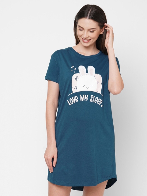 

Sweet Dreams Teal Printed Nightdress