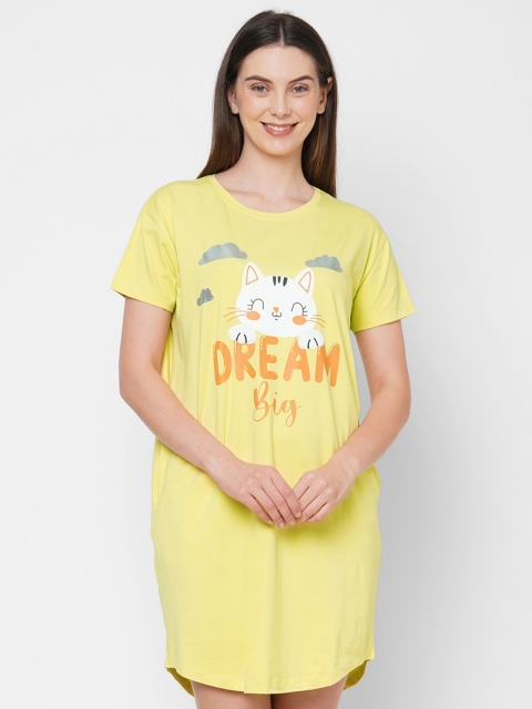 

Sweet Dreams Yellow Printed Nightdress