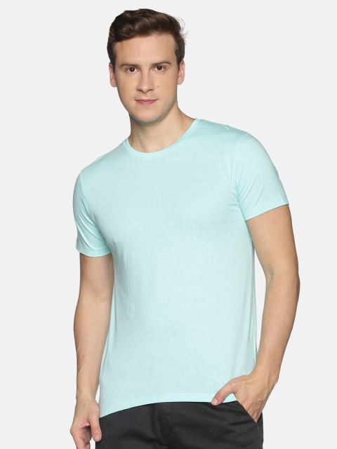

MASH UNLIMITED Men Turquoise Blue Slim Fit T-shirt