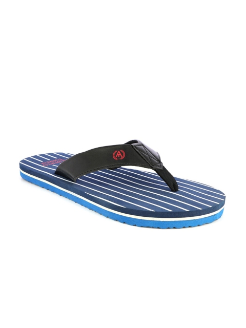 

Alberto Torresi Men Navy Blue & White Striped Thong Flip-Flops