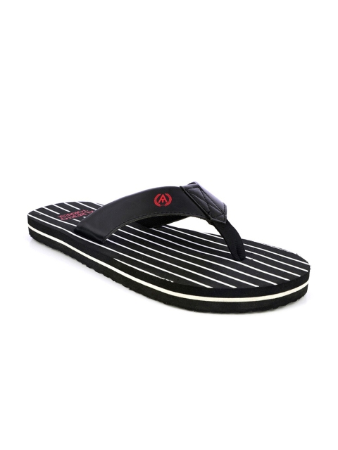 

Alberto Torresi Men Black & White Striped Thong Flip-Flops
