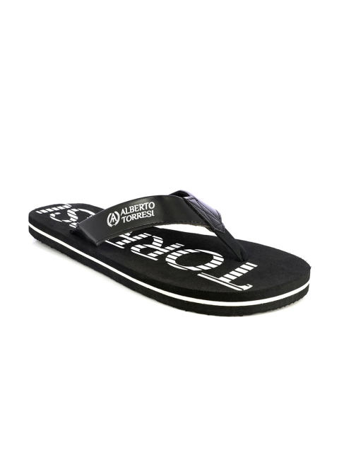 

Alberto Torresi Men Black & White Printed Thong Flip-Flops