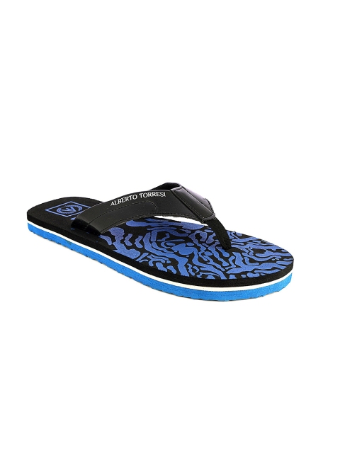 

Alberto Torresi Men Black & Blue Printed Thong Flip-Flops