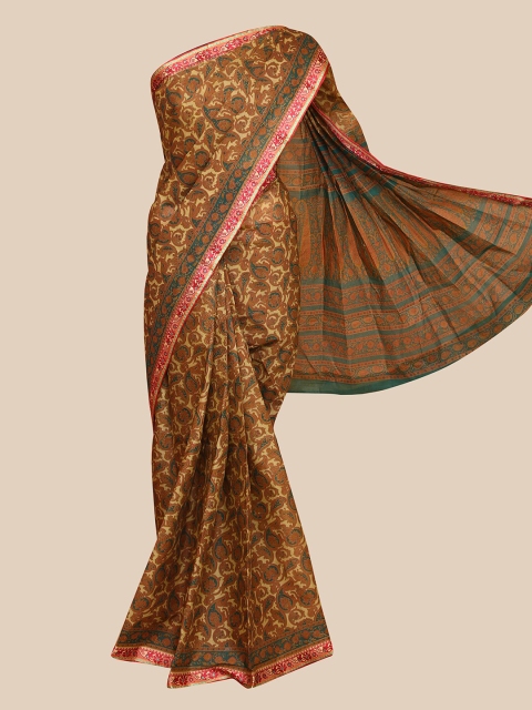 

The Chennai Silks Beige & Brown Paisley Pure Cotton Saree