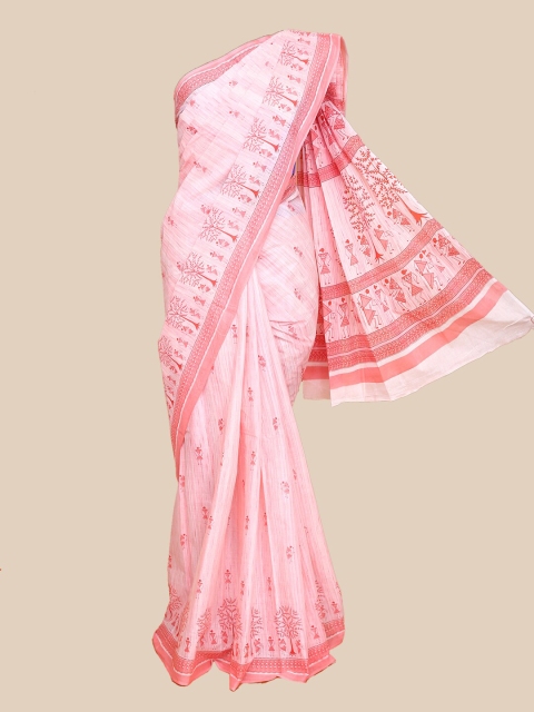 

The Chennai Silks Pink Warli Pure Cotton Fusion Saree