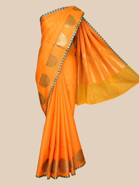 

The Chennai Silks Orange & Gold Silk Cotton Arani Saree