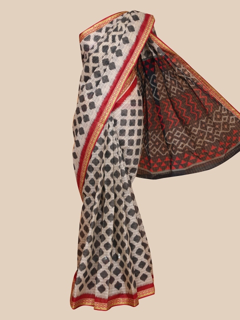 

The Chennai Silks Beige & Black Pure Cotton Saree