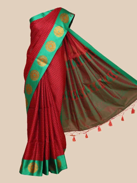 

The Chennai Silks Maroon & Green Paisley Printed Saree