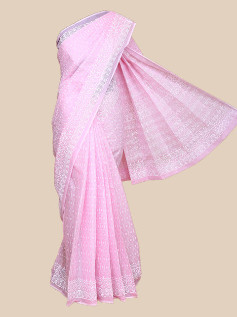 

The Chennai Silks Rose & White Floral Printed South Pure Cotton Saree
