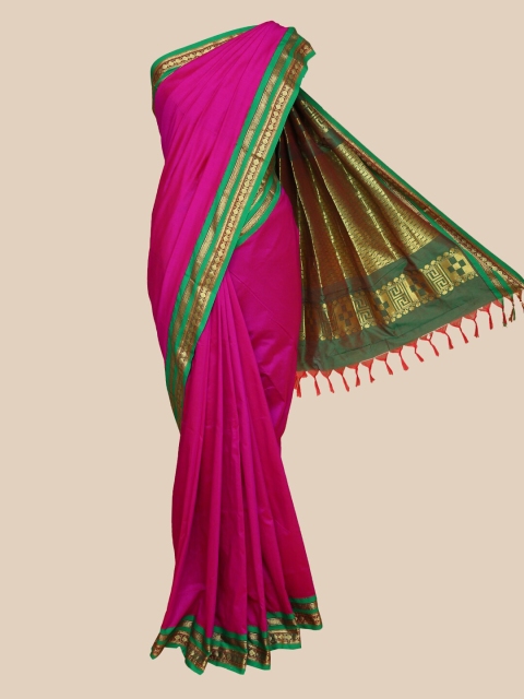 

The Chennai Silks Magenta & Green Zari Border Saree