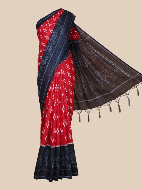 

The Chennai Silks Red & Blue Pure Cotton Fusion Pochampally Saree