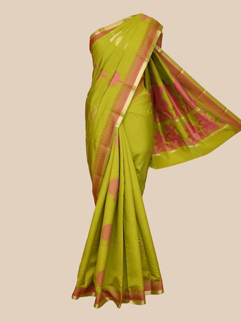 

The Chennai Silks Olive Green & Purple Ethnic Motifs Art Silk Fusion Saree