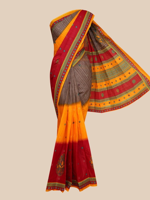 

The Chennai Silks Red & Yellow Floral Pure Cotton Saree