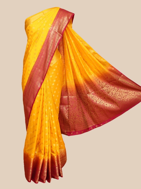 

The Chennai Silks Yellow & Pink Woven Design Zari Fusion Banarasi Saree