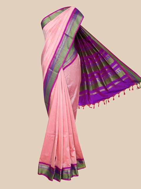 

The Chennai Silks Rose & Green Woven Design Fusion Saree