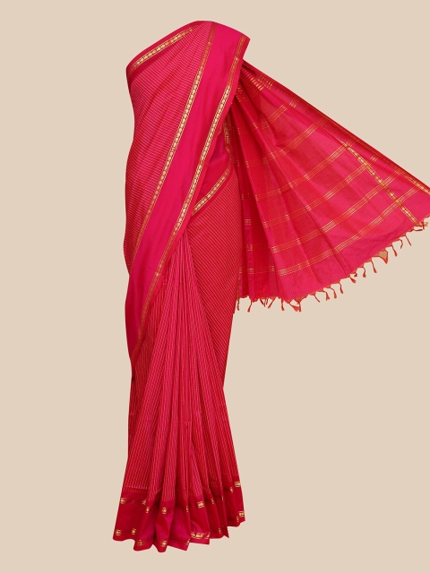 

The Chennai Silks Maroon Zari Checked Kalyani Saree