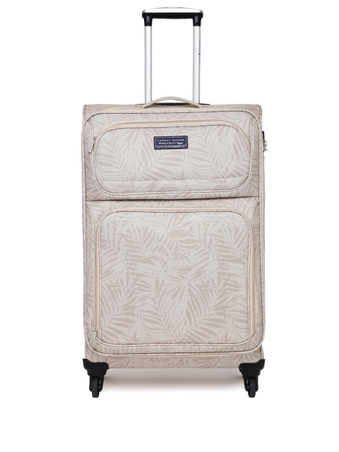 

Tommy Hilfiger Unisex Beige Printed Large Trolley Bag