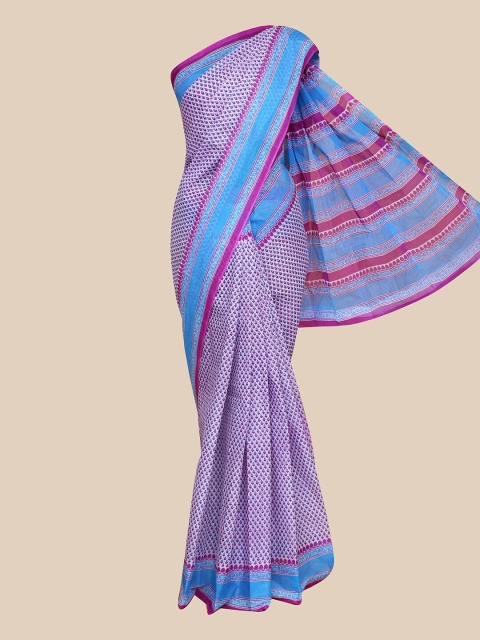

The Chennai Silks Pink & Purple Ethnic Motifs Printed South Pure Cotton Saree