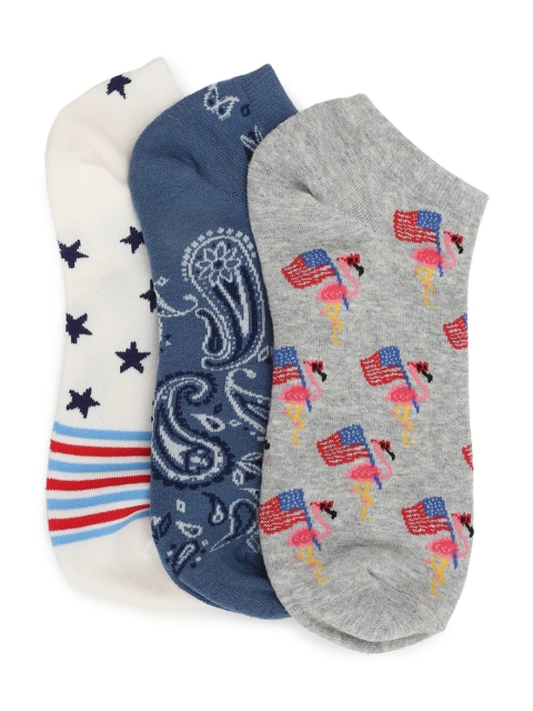 

AMERICAN EAGLE OUTFITTERS Women Pack Of 3 Patterned Ankle-Length Socks, White