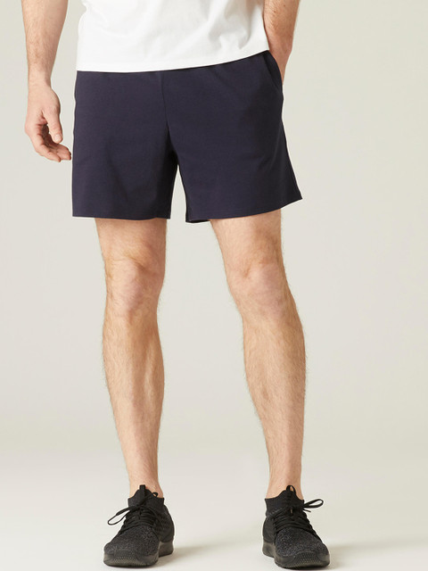

Domyos By Decathlon Men Navy Blue Mid-Rise Cotton Sports Shorts