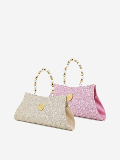 

Element Cart Pack of 2 Gold-Toned & Pink Embellished Purse & Clutch