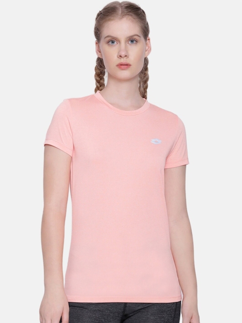 

Lotto Women Peach-Coloured Solid T-shirt