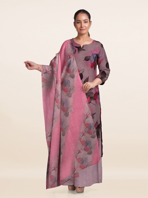 

Pothys Mauve & Pink Printed Unstitched Dress Material