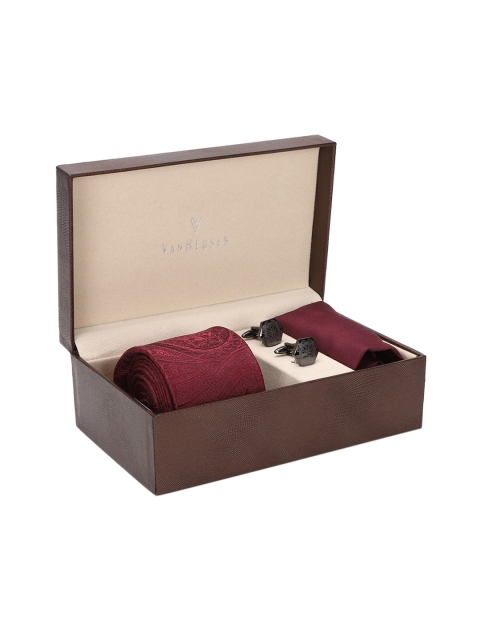 

Van Heusen Men Maroon & Metallic-Toned Accessory Gift Set