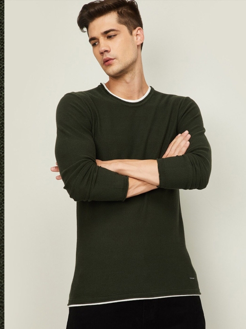 

Bossini Men Olive Green Solid T-shirt