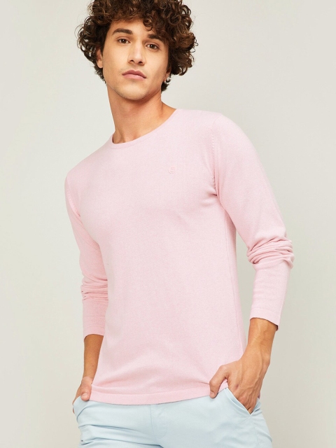 

Bossini Men Pink Solid Slim Fit T-shirt